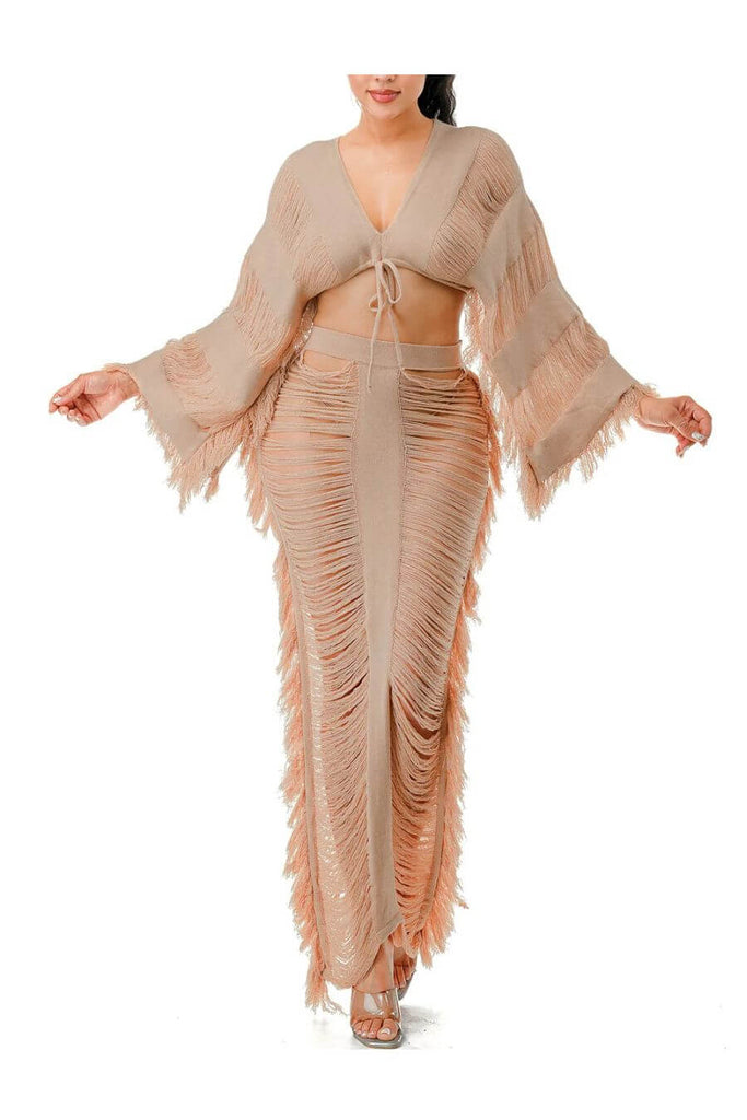 Beachwear For Women - EBaska Beach Coord Set Black, Pink, Green, Beige- FancyPants 