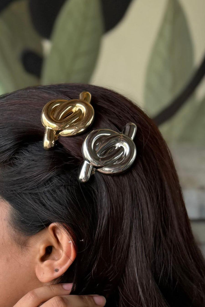 Hair Accessories for Women - Croissant Hair Tie Gold, Silver - FancyPants