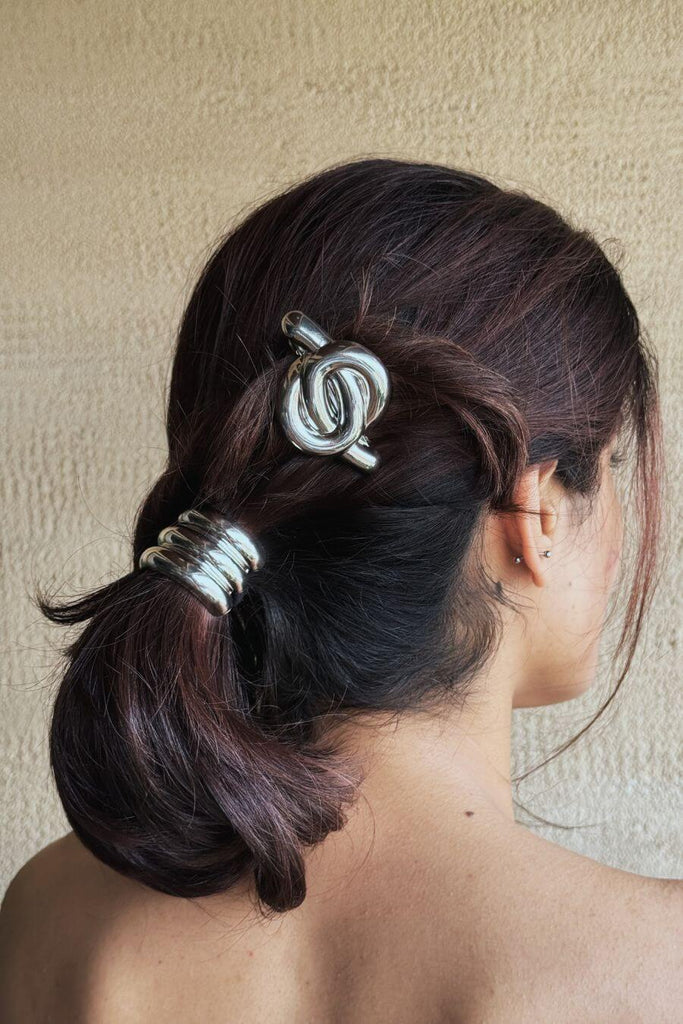 Hair Accessories for Women - Croissant Hair Tie Gold, Silver - FancyPants