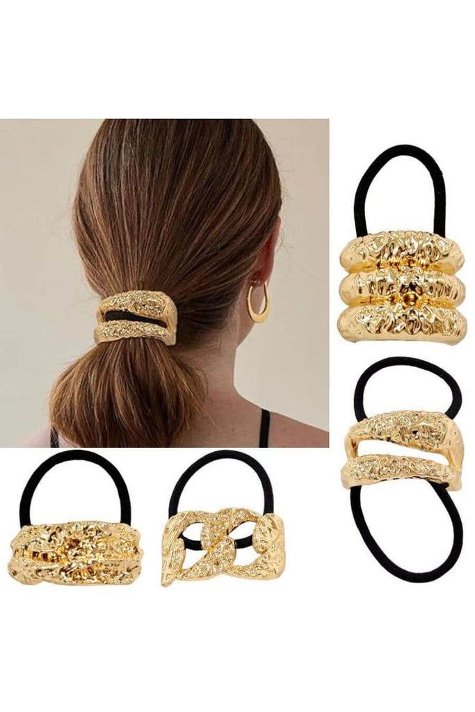 Hair Accessories for Women - Vespera Hairtie Set of 4 Gold - FancyPants