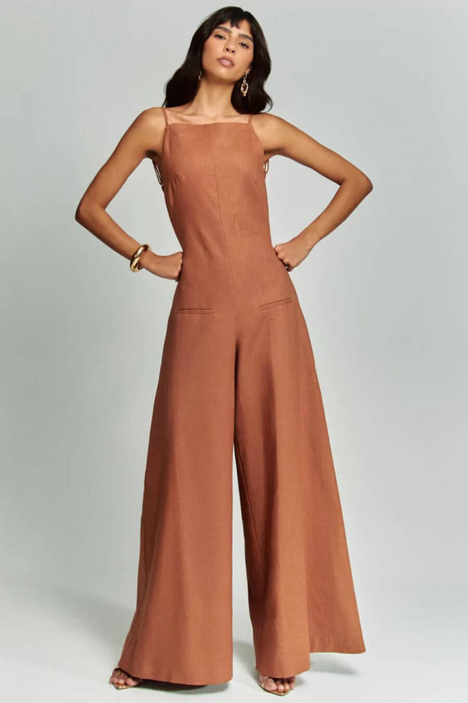 Jumpsuit For Women - Aubrey Jumpsuit White, Caramel, Red- Fancy Pants