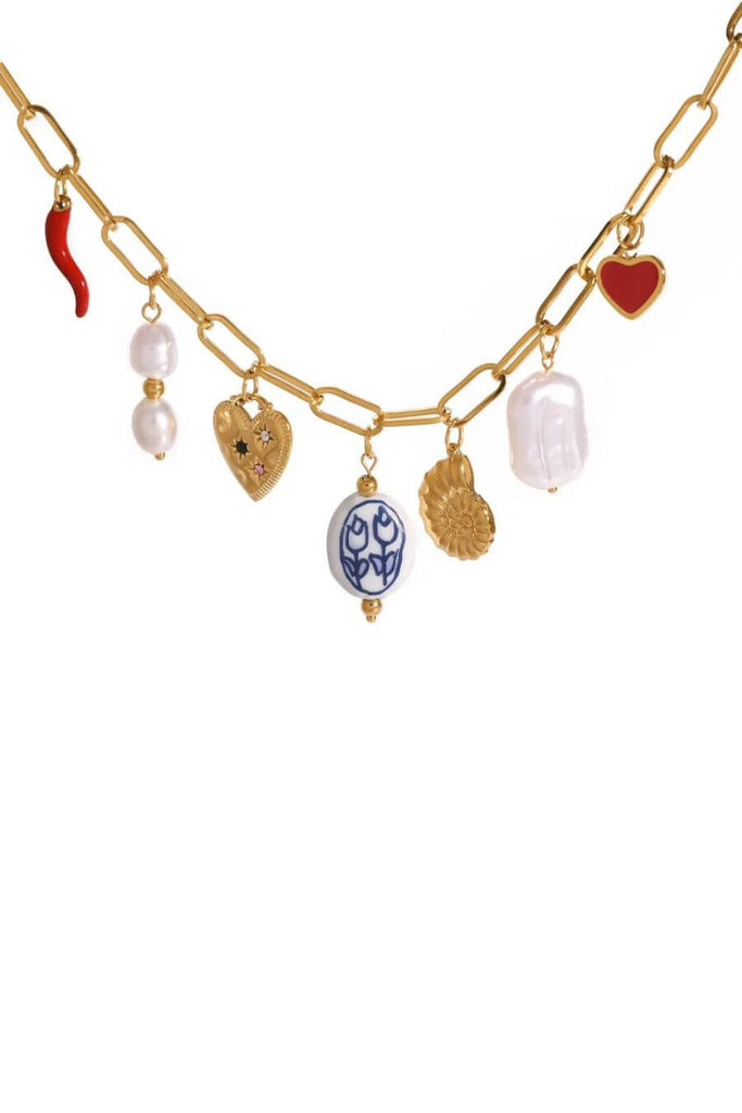 Necklace For Women -Sparkle Strings Charm Necklace Gold- FancyPants