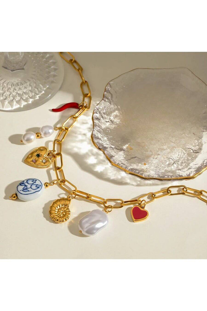 Necklace For Women -Sparkle Strings Charm Necklace Gold- FancyPants