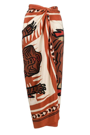 Swimwear For Women -Carmine Sarong Brown - FancyPants